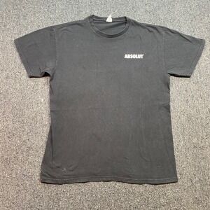 Absolut Vodka TShirt Sz L Mens Black Skater Y2K Graphic Back Print Promo Tee